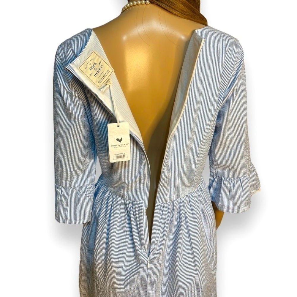 Light Blue Mini Dress with Ruffled Sleeves - Picture 5 of 9